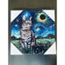 Tabby Night Cat Starry Night Canvas Painting Wall Art Decor