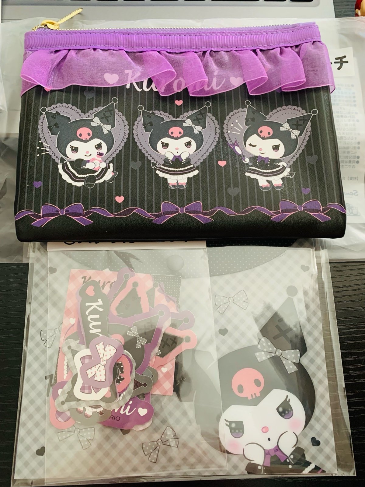 ❤️ Brand New Kuji Kuromi zipper bags and stickers button up bag