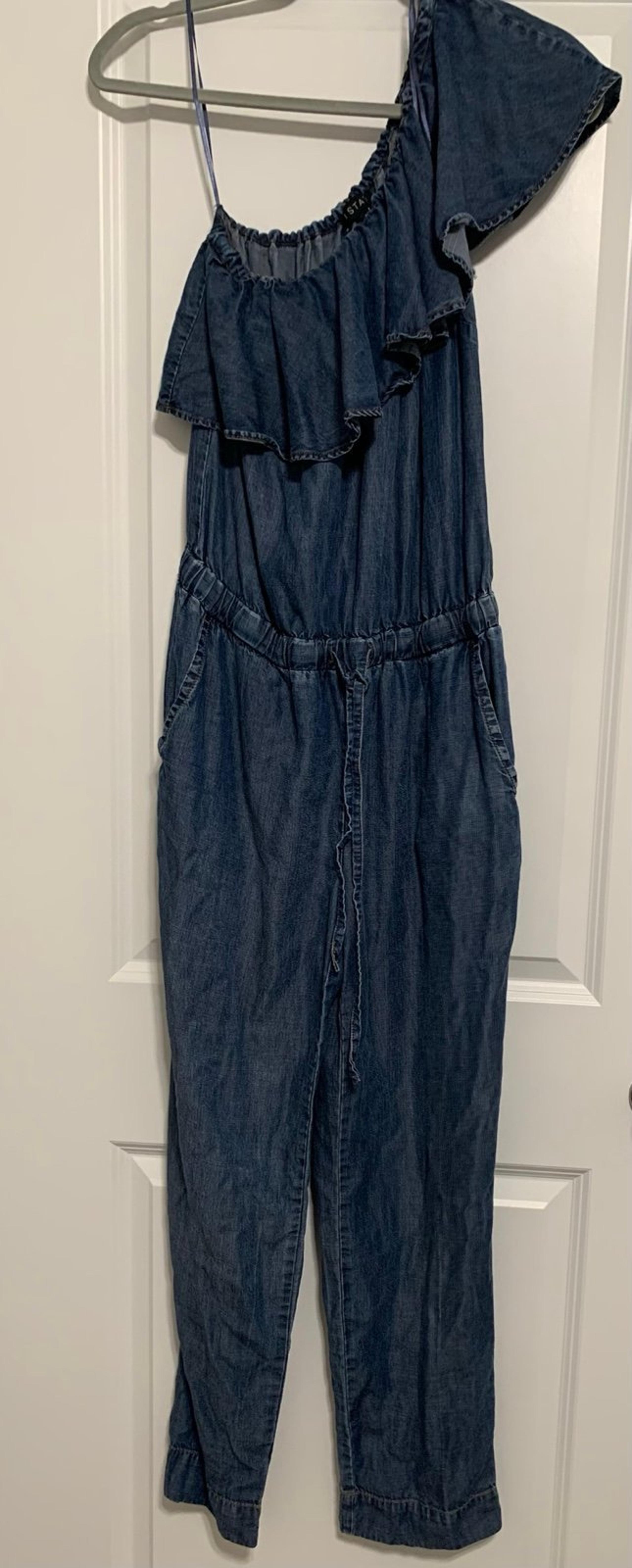 1. State One Shoulder Ruffle Women’s Jumpsuit Small