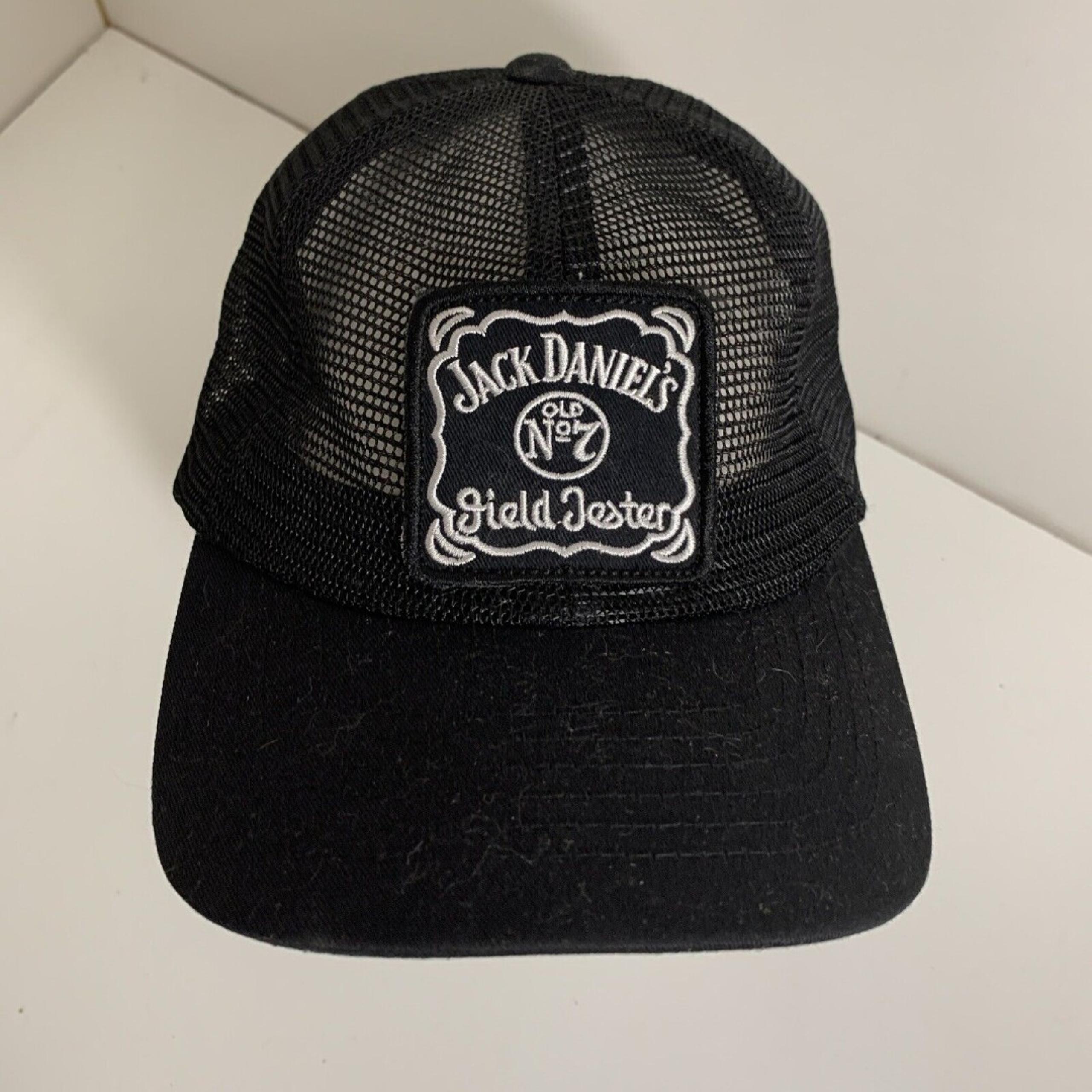 Jack Daniels Old No 7 Whiskey Field Tester Logo Snapback Black Trucker Hat Mesh