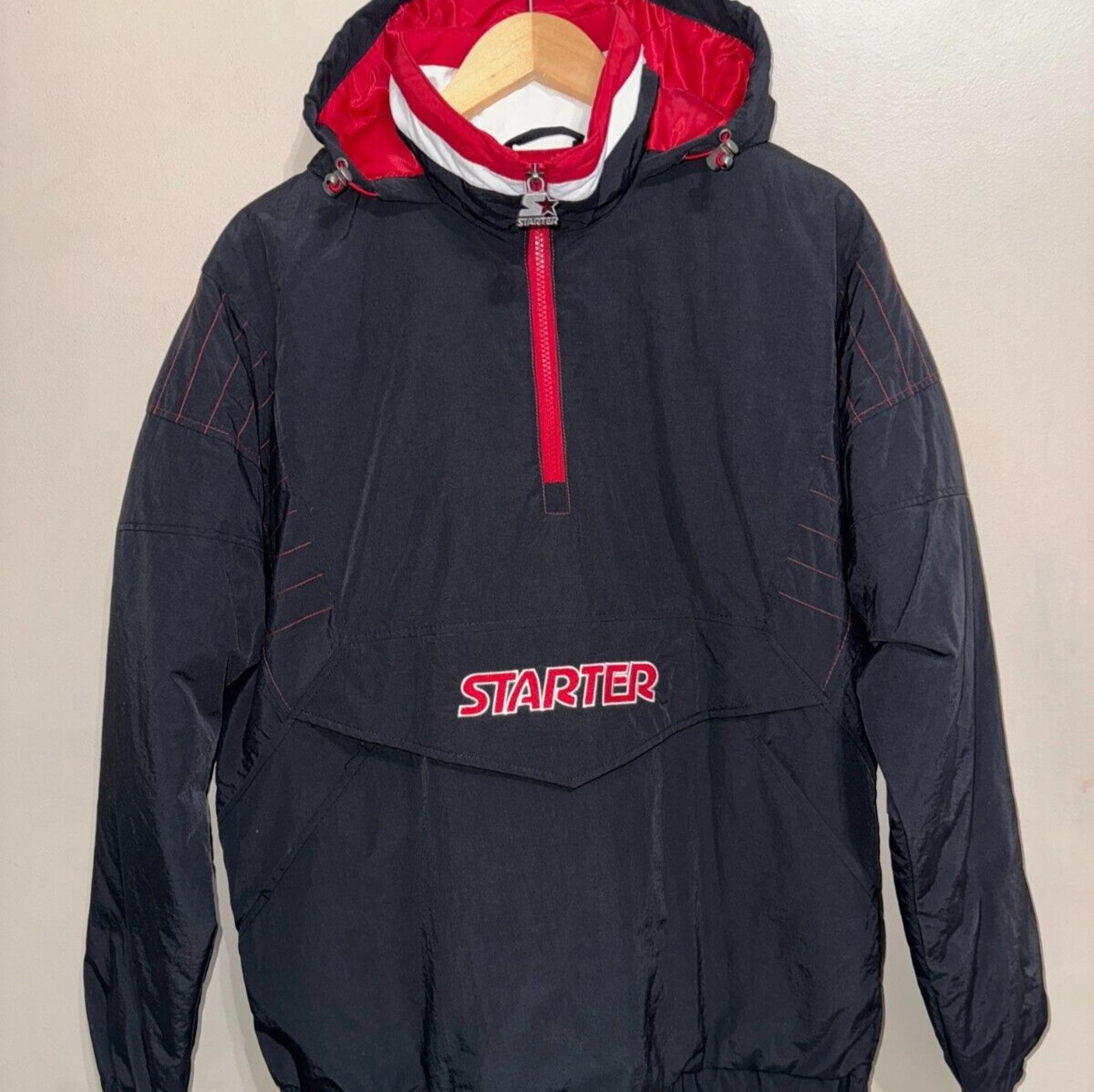 STARTER 90's Vintage Breakaway Hooded Anorak 1/4 Zip Windbreaker Jacket Mens L
