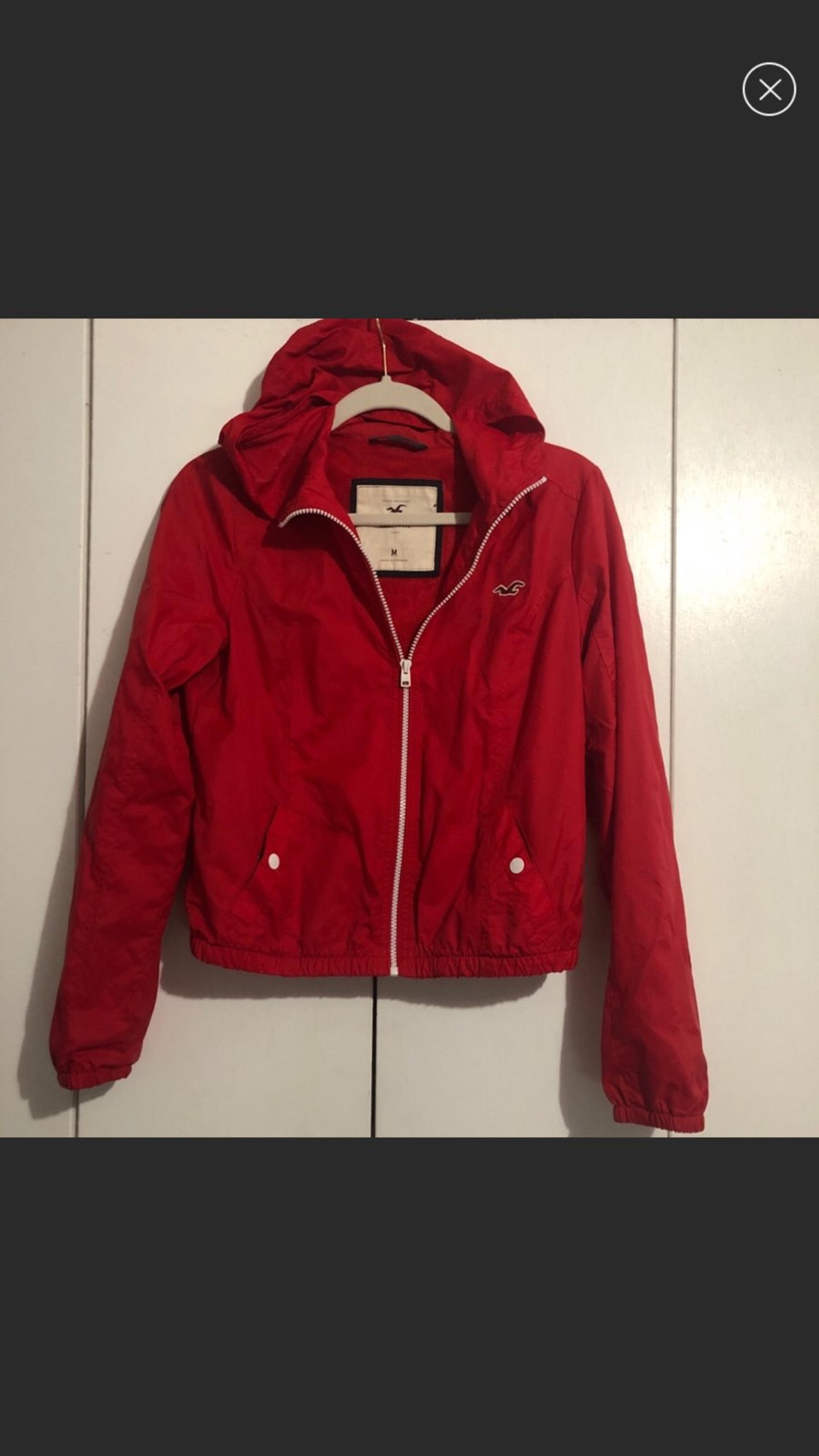 Red Hollister Zip Windbreaker Jacket