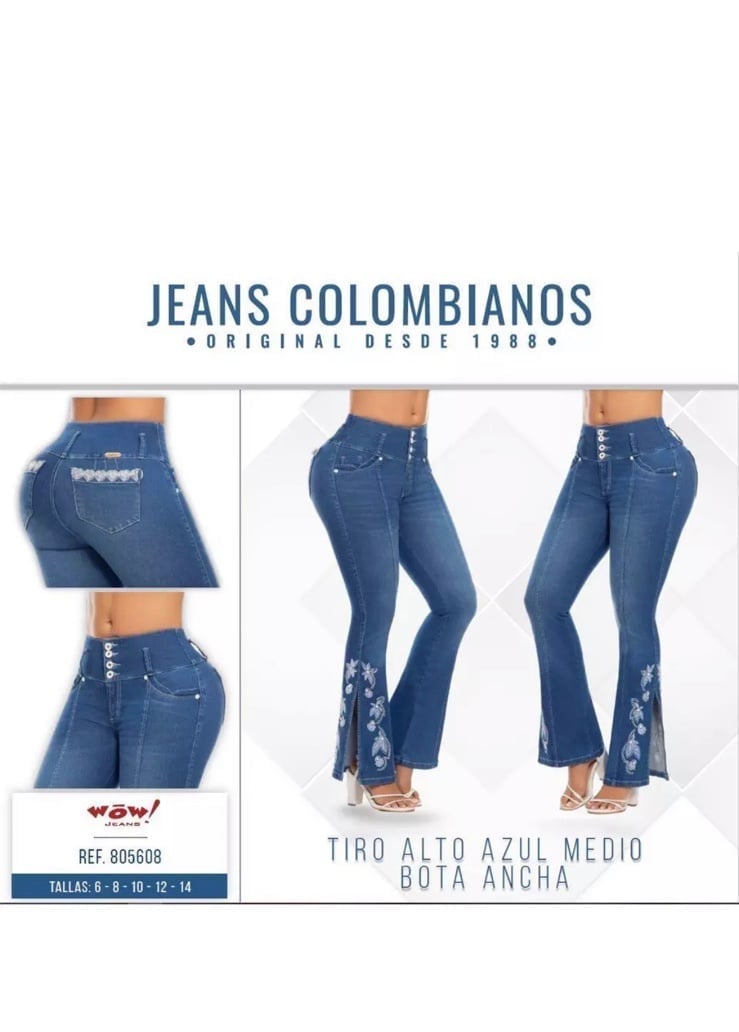 WOW JEANS COLOMBIANOS, Butt Lifter Embroidery High Waist Boot Cut Jeans SIZE 7