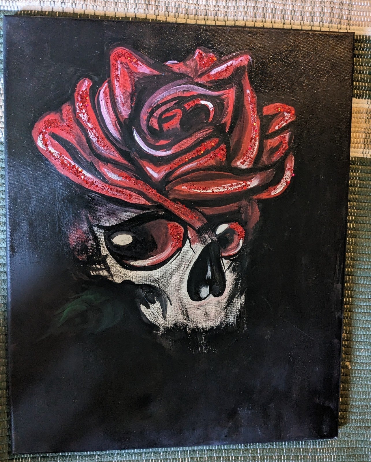 Skull rose painting