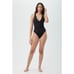 TRINA TURK Size 12 Getaway Solid Wrap Front One Piece Black Swimsuit Contour
