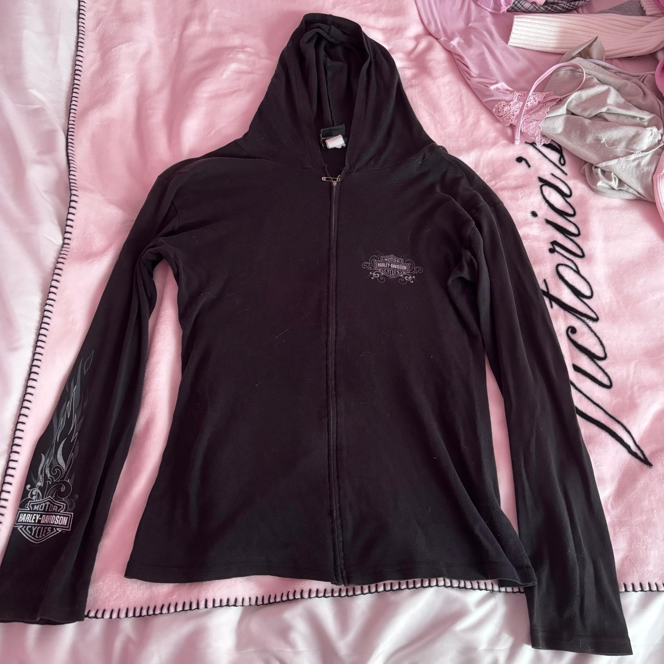 dark grey vintage 1995 harley davidson zip up hoodie