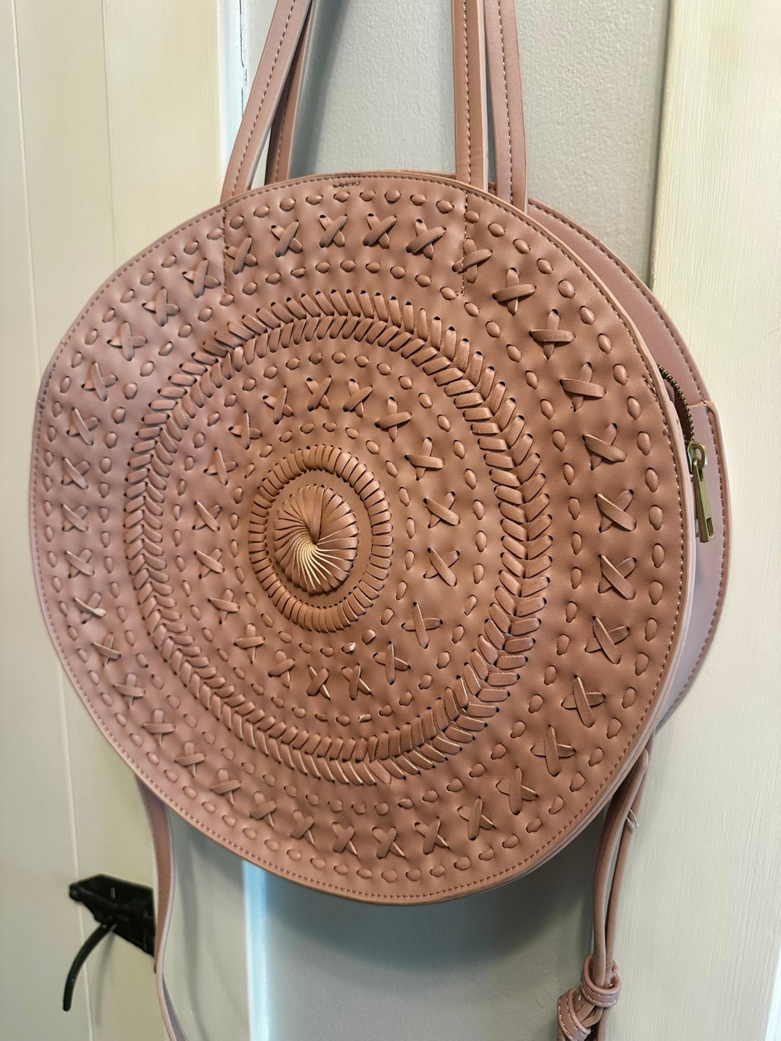 NEW!! Anthropologie Blush Kelsey Woven Circle Sundial Boho Bag