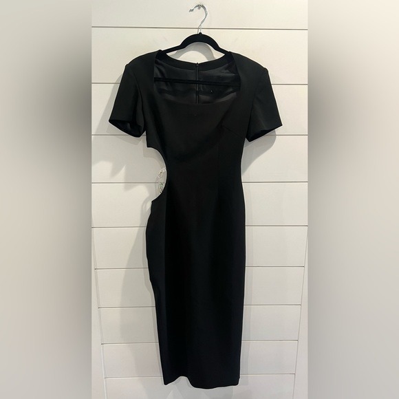 Nana Jacqueline black Zoe cutout diamond chain dress