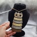 Stunning Vintage 70s Large Owl Pendant Necklace on Long Square Gold Chain