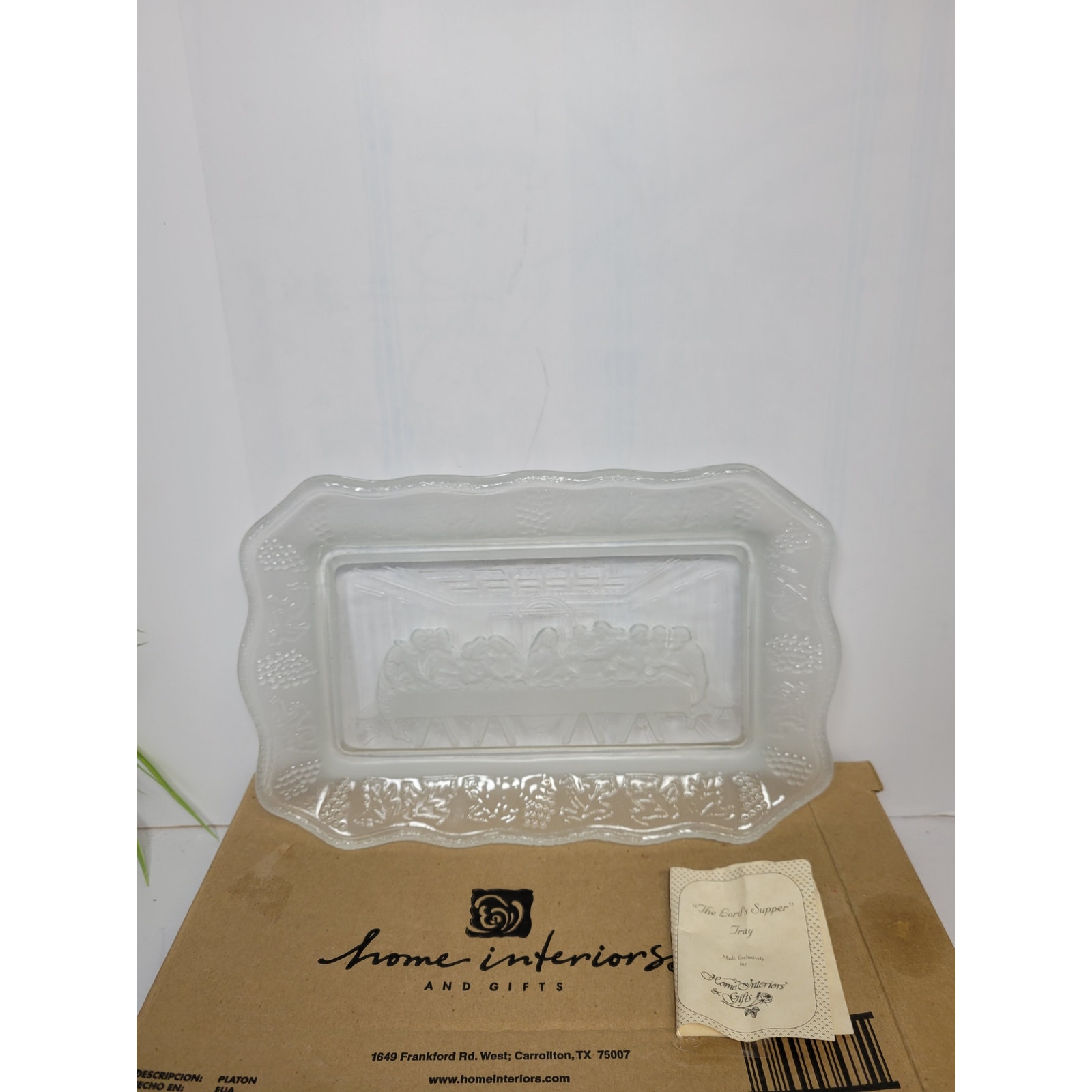 Vintage Indiana Glass Last Supper Tray, Clear Frosted Tiara NIB