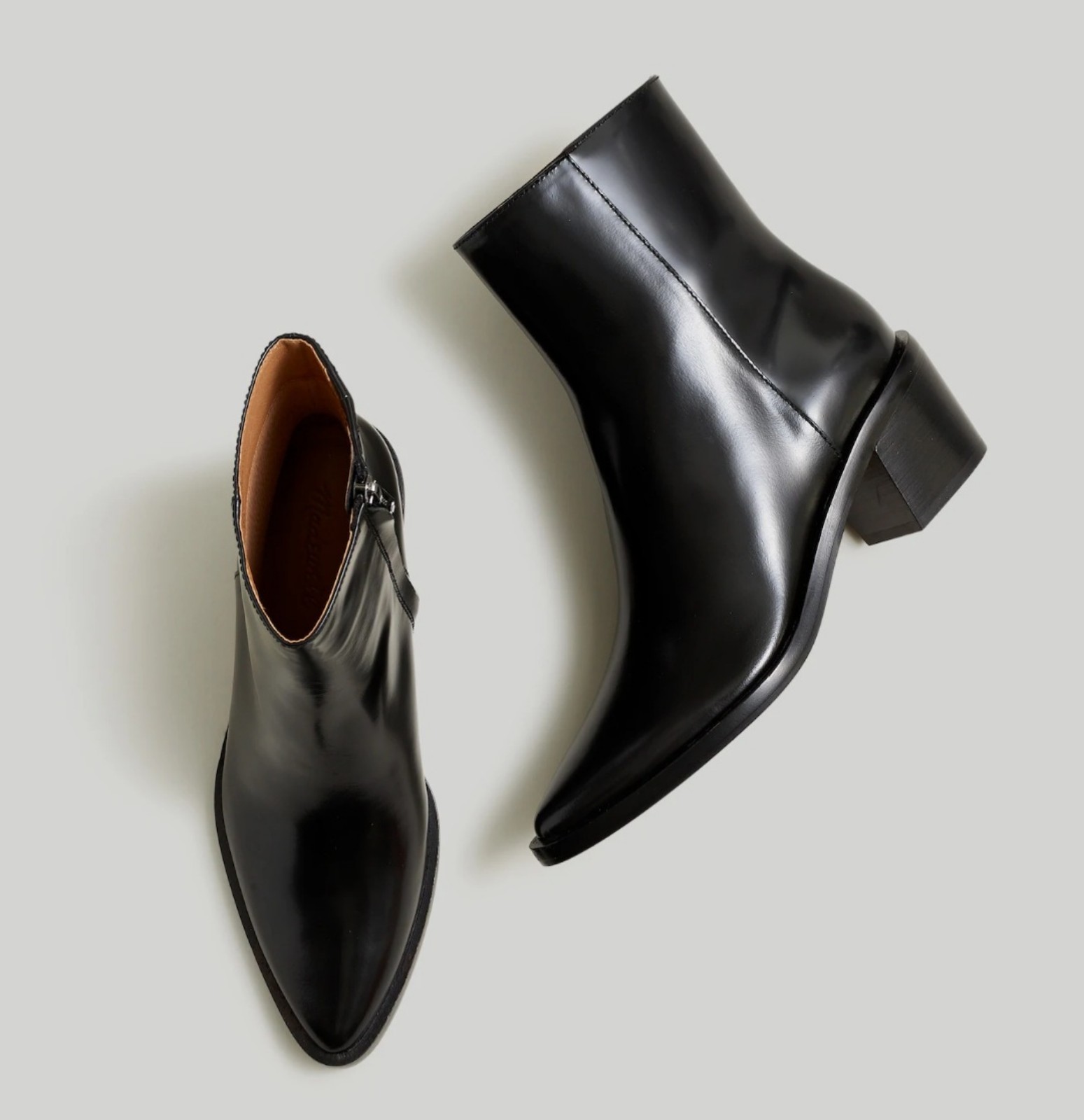 Madewell Size 7 Black The Darcy Ankle Boots in Shiny Leather