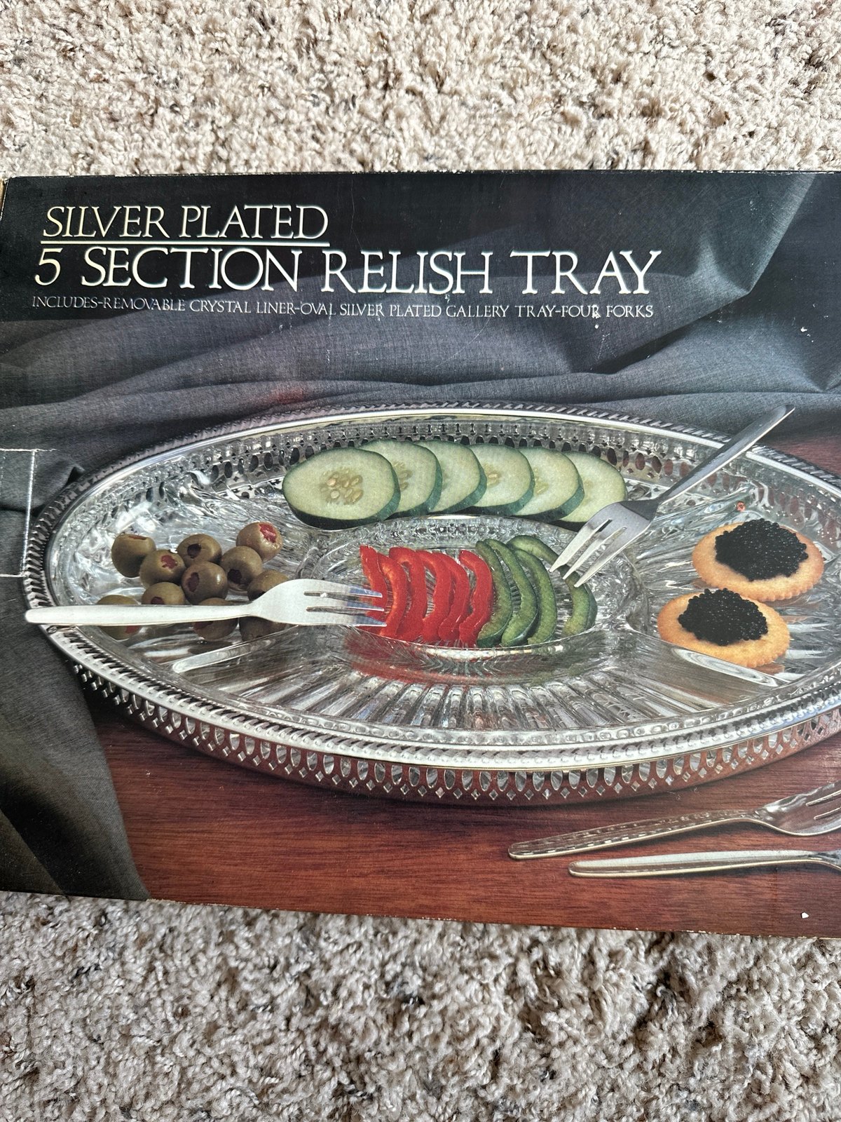 Paul revere silversmiths silver plated 5 section relish tray in box