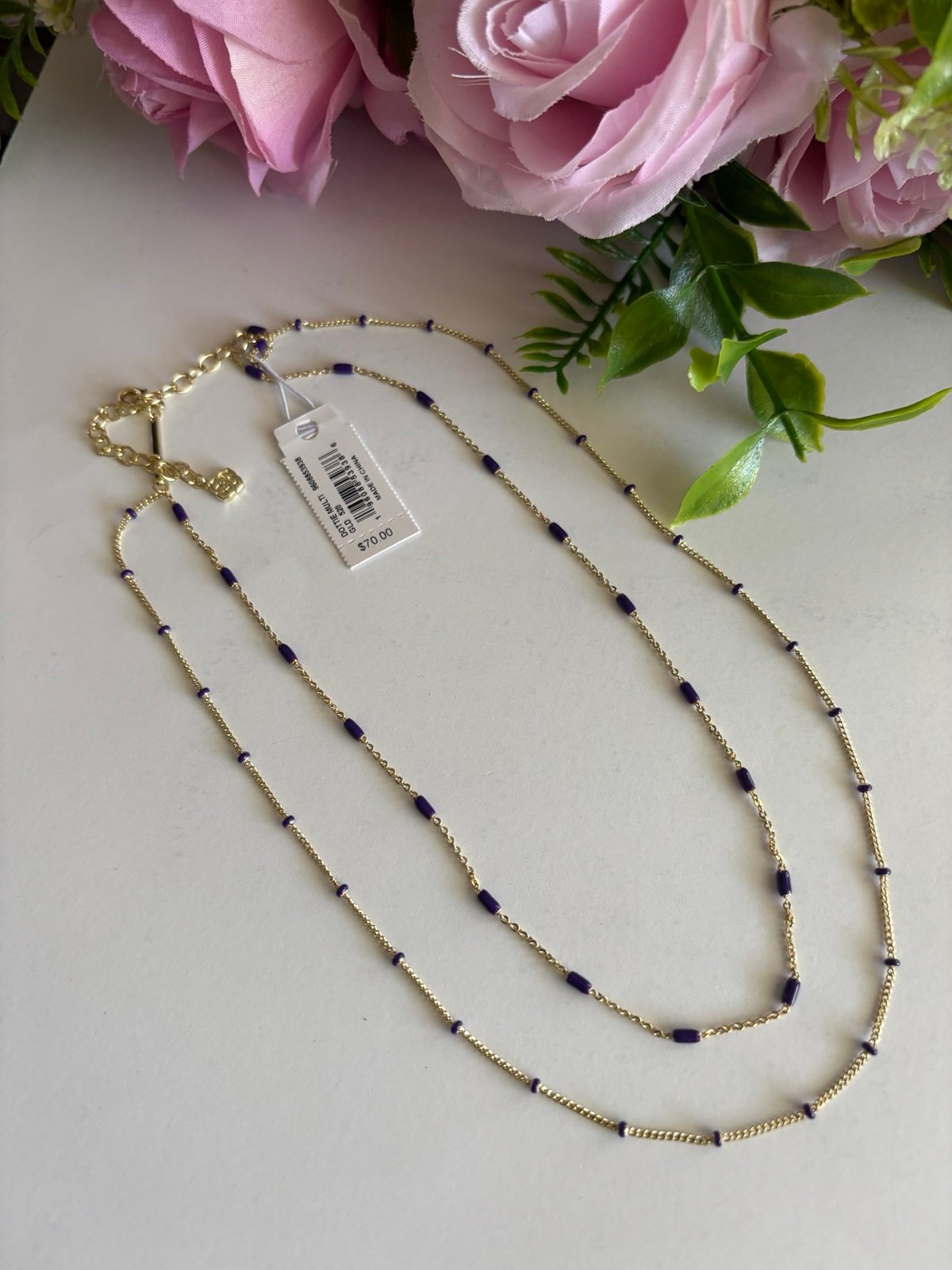 NWT Dottie Multi Strand Necklace in gold amethyst