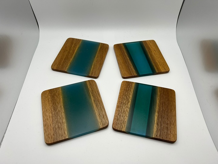 Handcrafted Epoxy Wooden Coasters, Set of 4