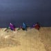 Set of three beautiful colored glass, hummingbird ornaments