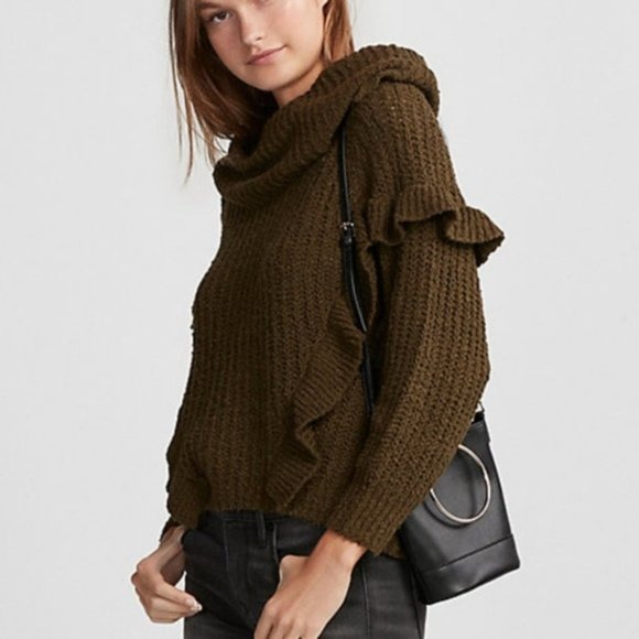 Express Oversized Ruffle Cowl Neck Sweat