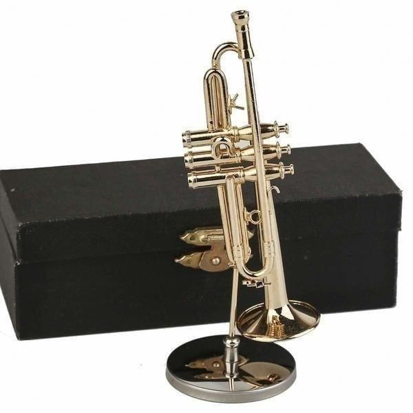 Dselvgvu Copper Miniature Trumpet with Stand and Case Mini Musical Instrument M