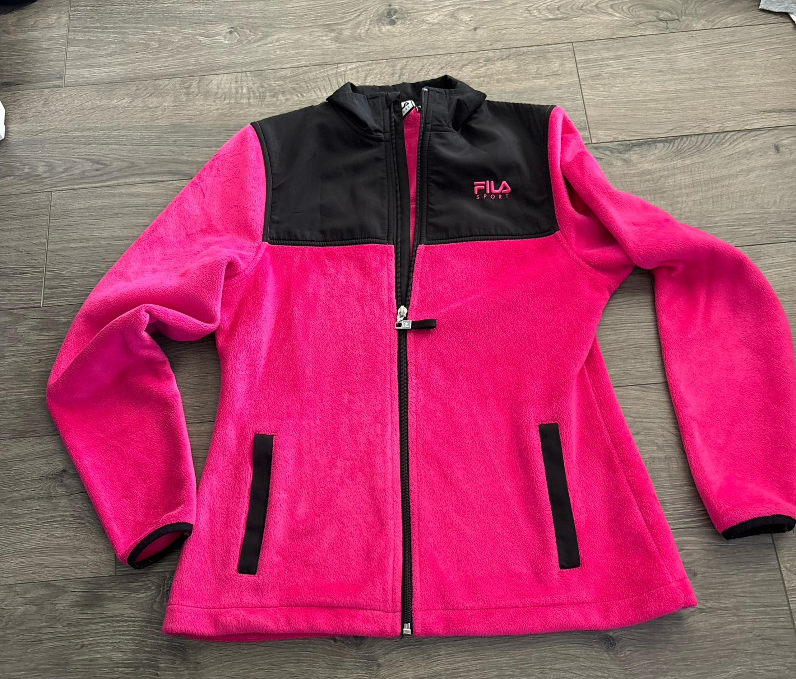 Fila Sport Hot Pink and Black Zip-Up Fleece Jacket – XS