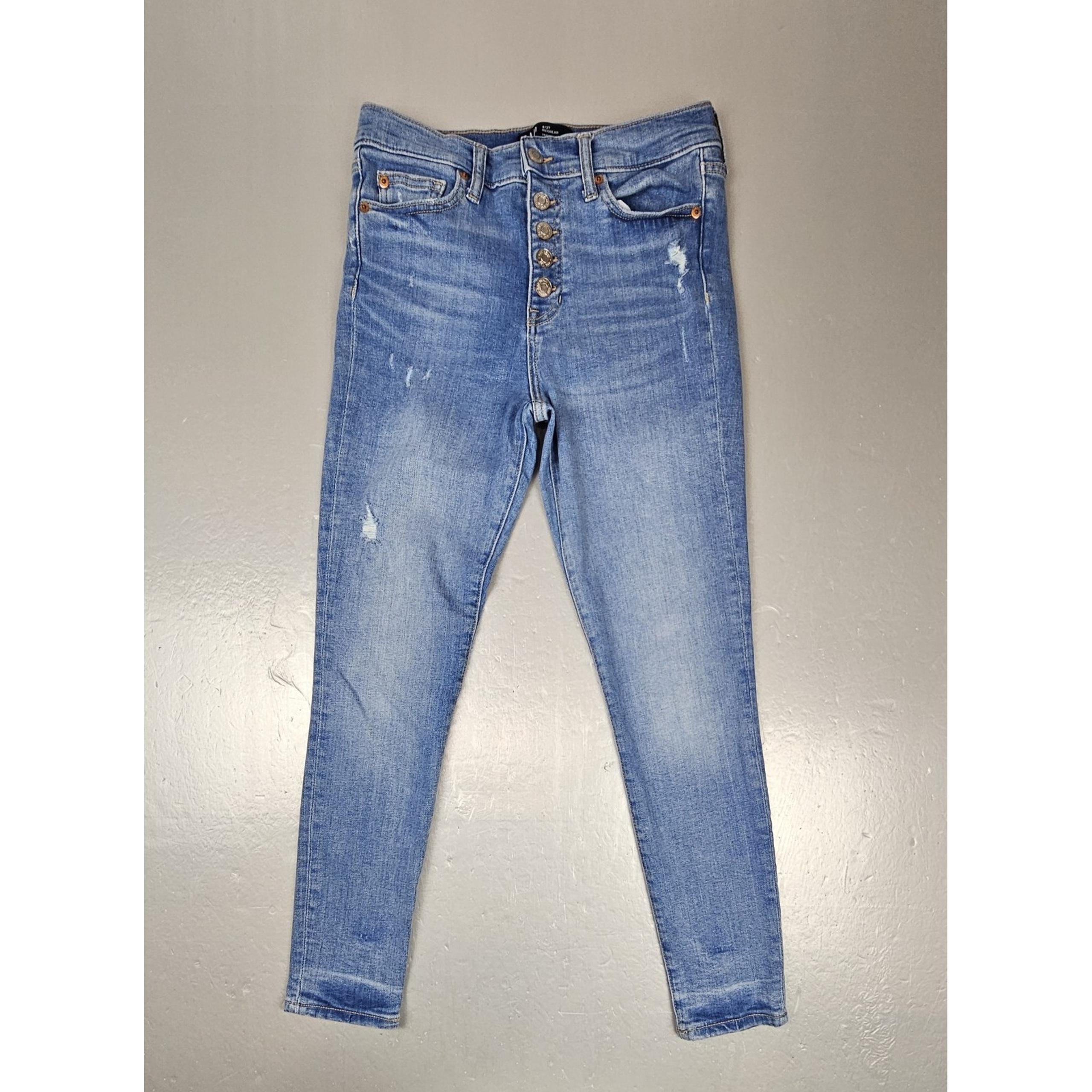 GAP Leggings Womens 4/27 Regular Stretch Blue Denim High Rise Button Fly