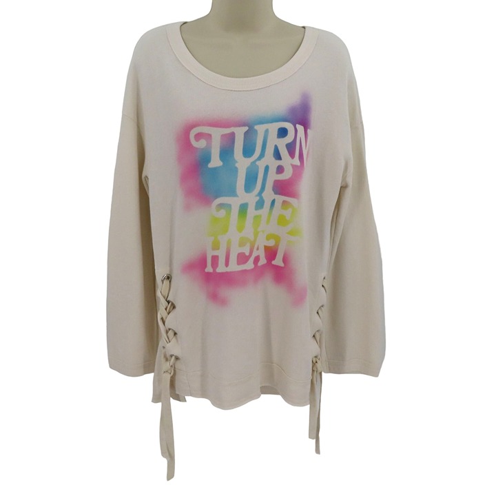 Wildfox Womens Small Jena Turn Up the Heat Lace Up Side Pullover Sweatshirt Top