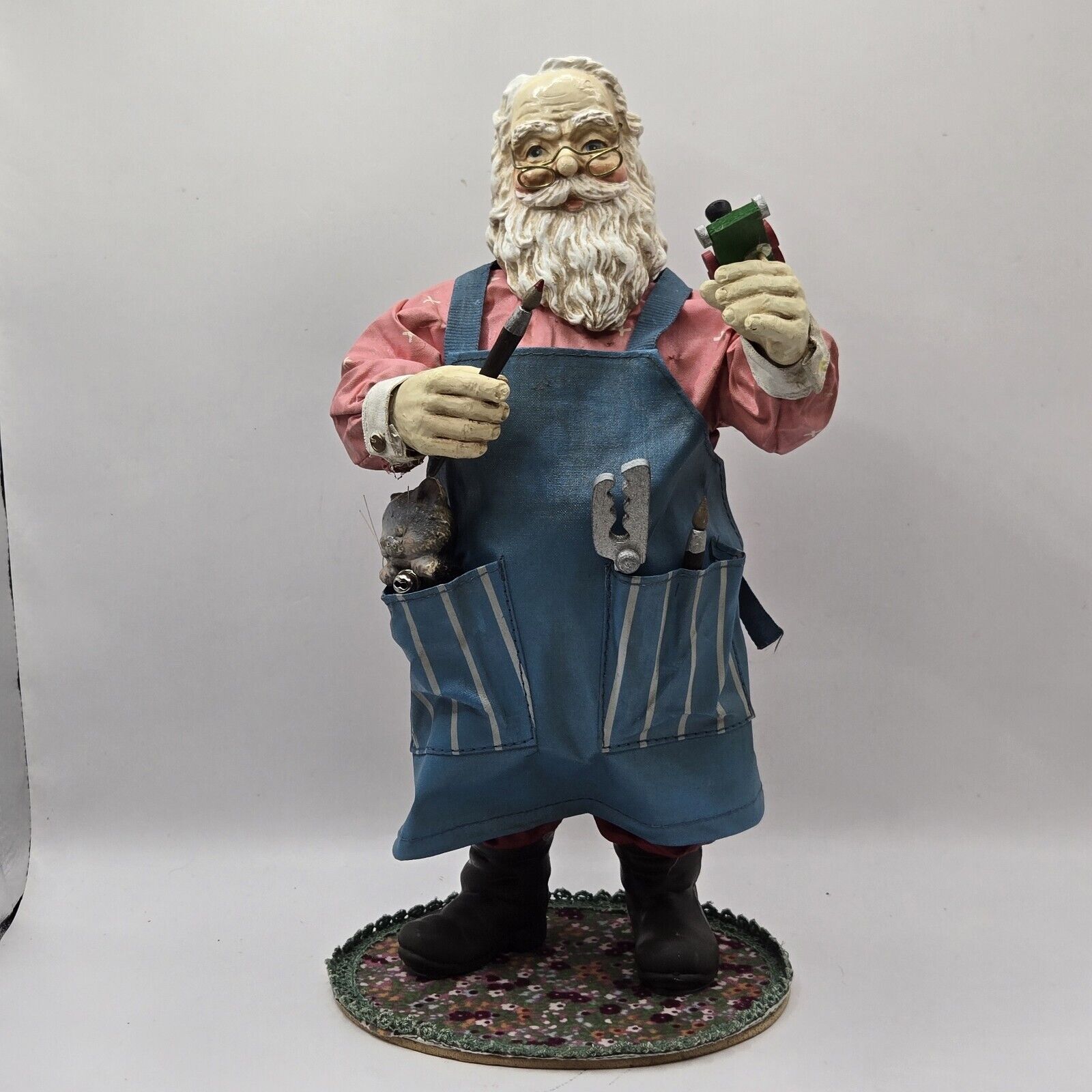 Kurt Adler Ornament Figurine Santa Toy Maker Fabric Apron Santa Clause VTG 90s