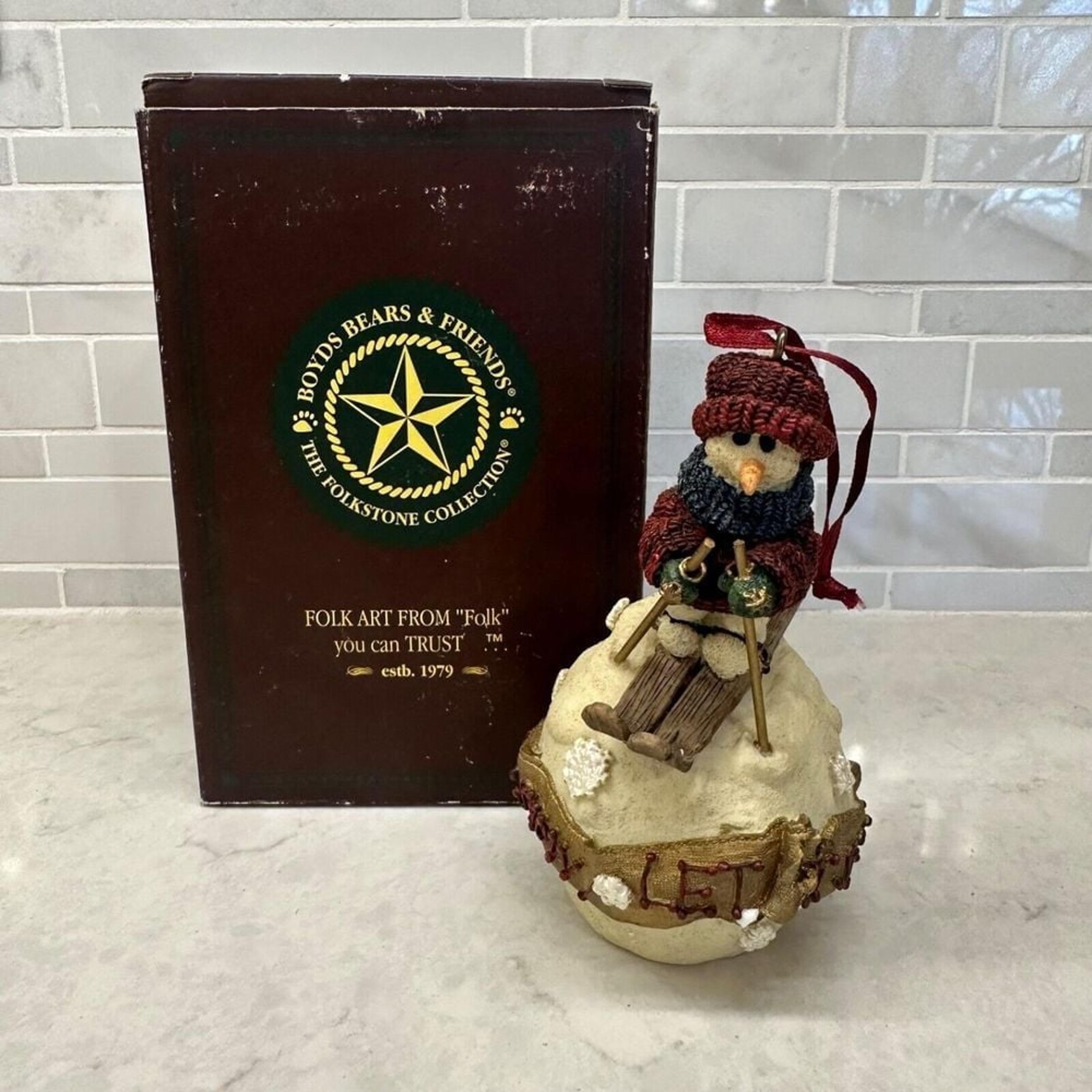 Boyds Bears Skiing Olaf "Let it Snow" Handmade Christmas Ornament w/box