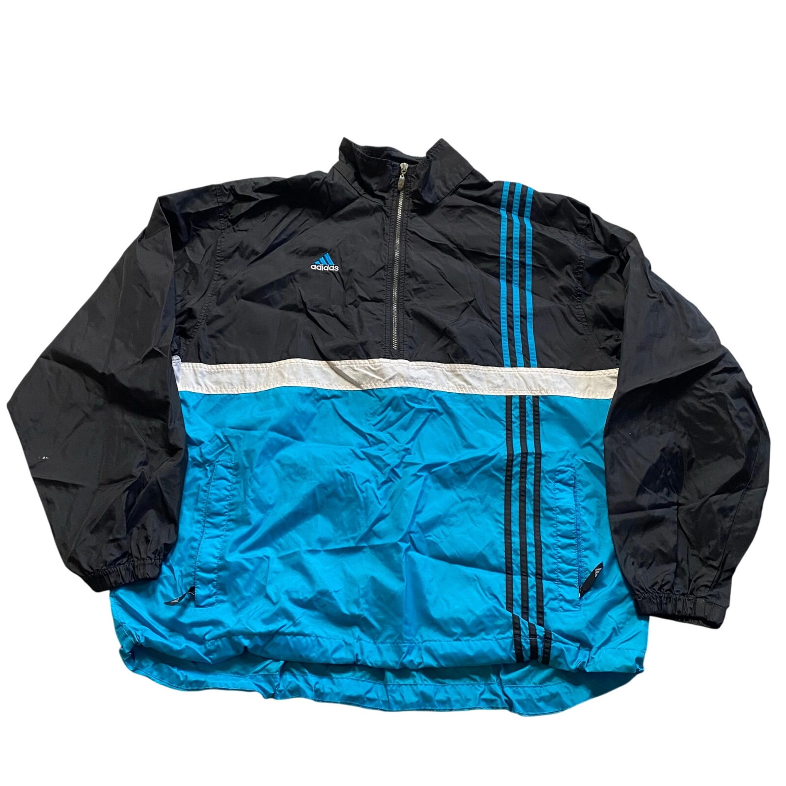 Vintage 90s Adidas Mens 1/2 Zip Pullover TRACKER HZ Windbreaker Jacket Size XL
