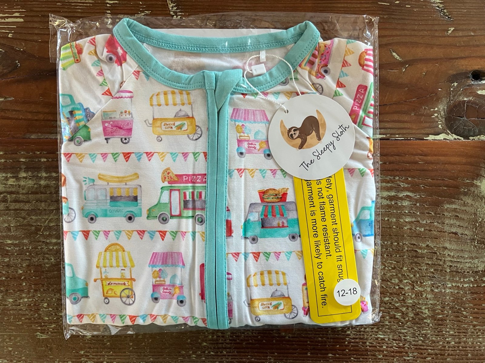 The Sleepy Sloth Food Trucks Zip Jammies // 12-18 months