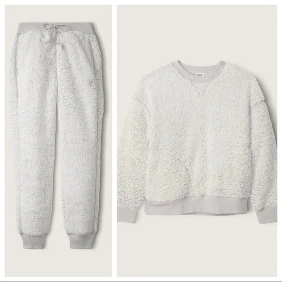 VS PINK Sherpa Sweatshirt & Matching Sherpa Joggers