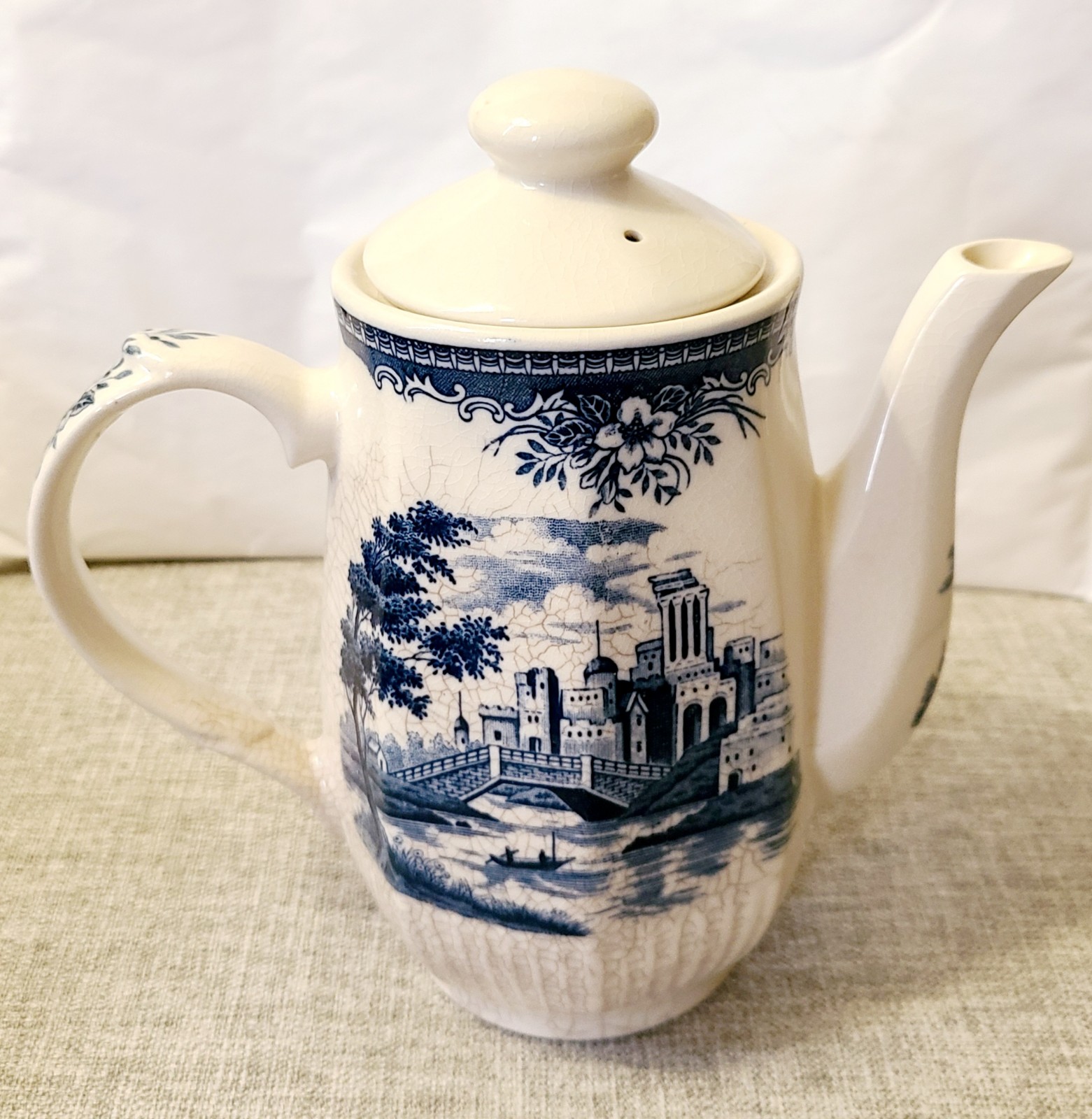 Tea Coffee Pitcher Ceramic Blue and White