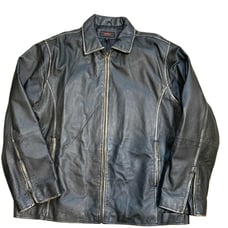 Hydrosoul Black Distressed Vintage Western Leather Bomber Moto Jacket XL Grunge