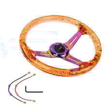 JDM TRD Universal 6-Hole 350mm Deep Dish Orange Crystal Bubble Steering Wheel