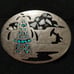 Vintage Oil Rig Pump Jack German Silver Belt Buckle Turquoise Mother of Pearl