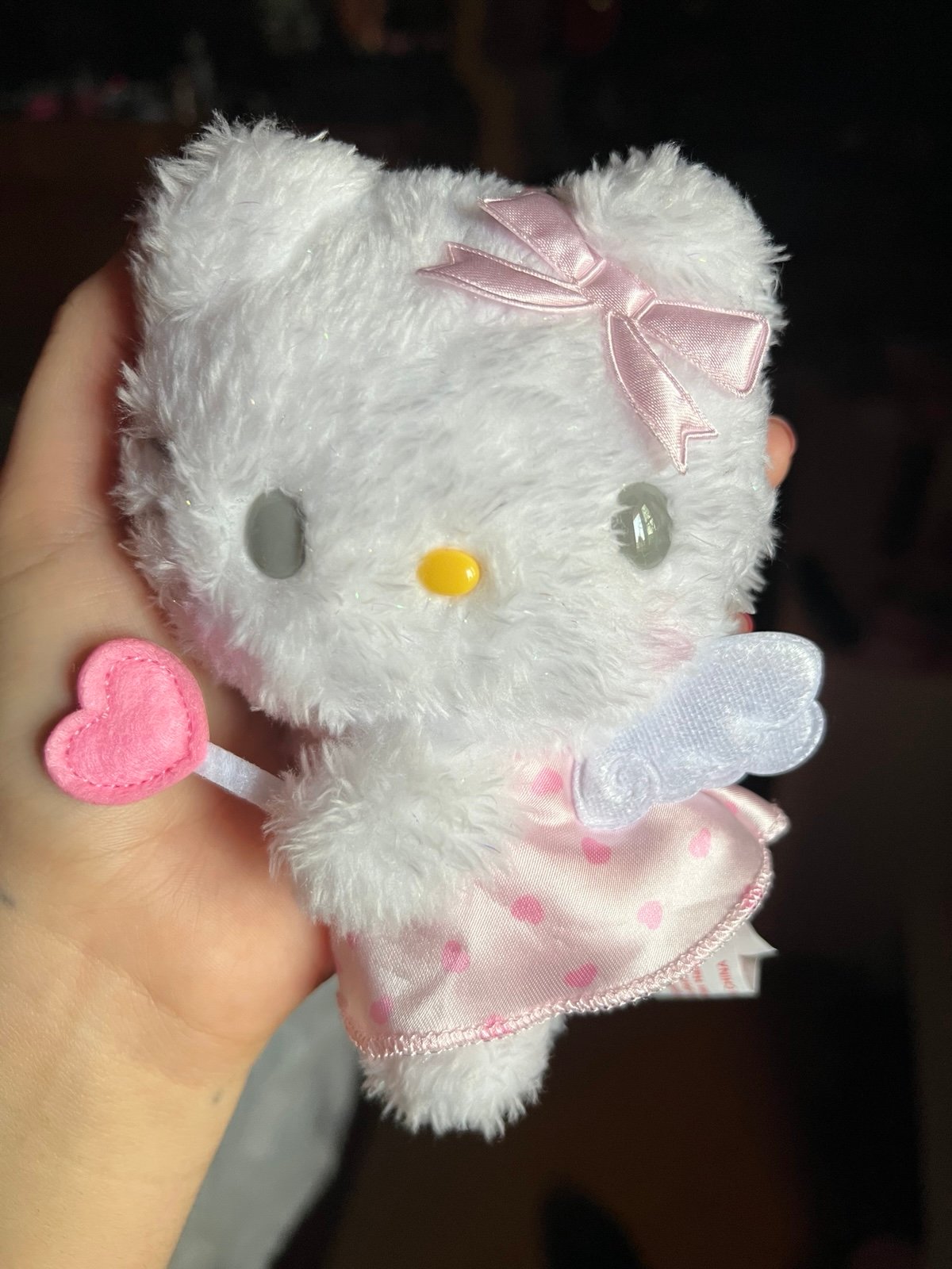 Hello kitty angel plush keychain