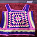 Hand Crochet Sweater Vest Tank Top Small Knit Granny Square Vtg With Headband