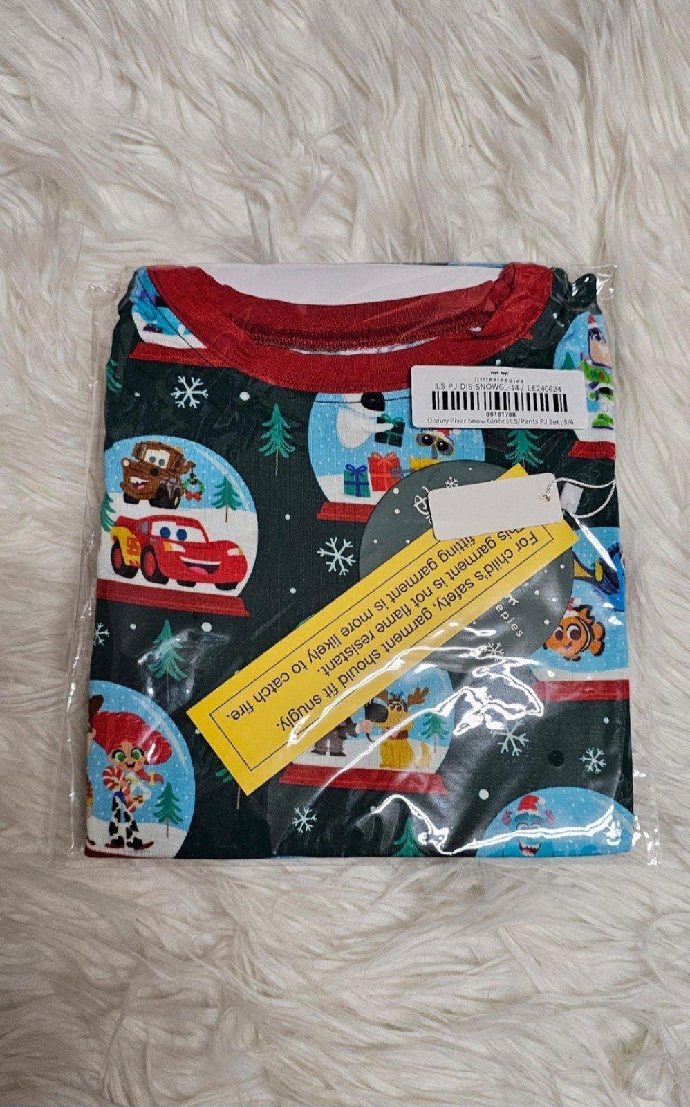 Little Sleepies DISNEY PIXAR SNOW GLOBES Two Piece Pajamas SIZE 5/6 NIB