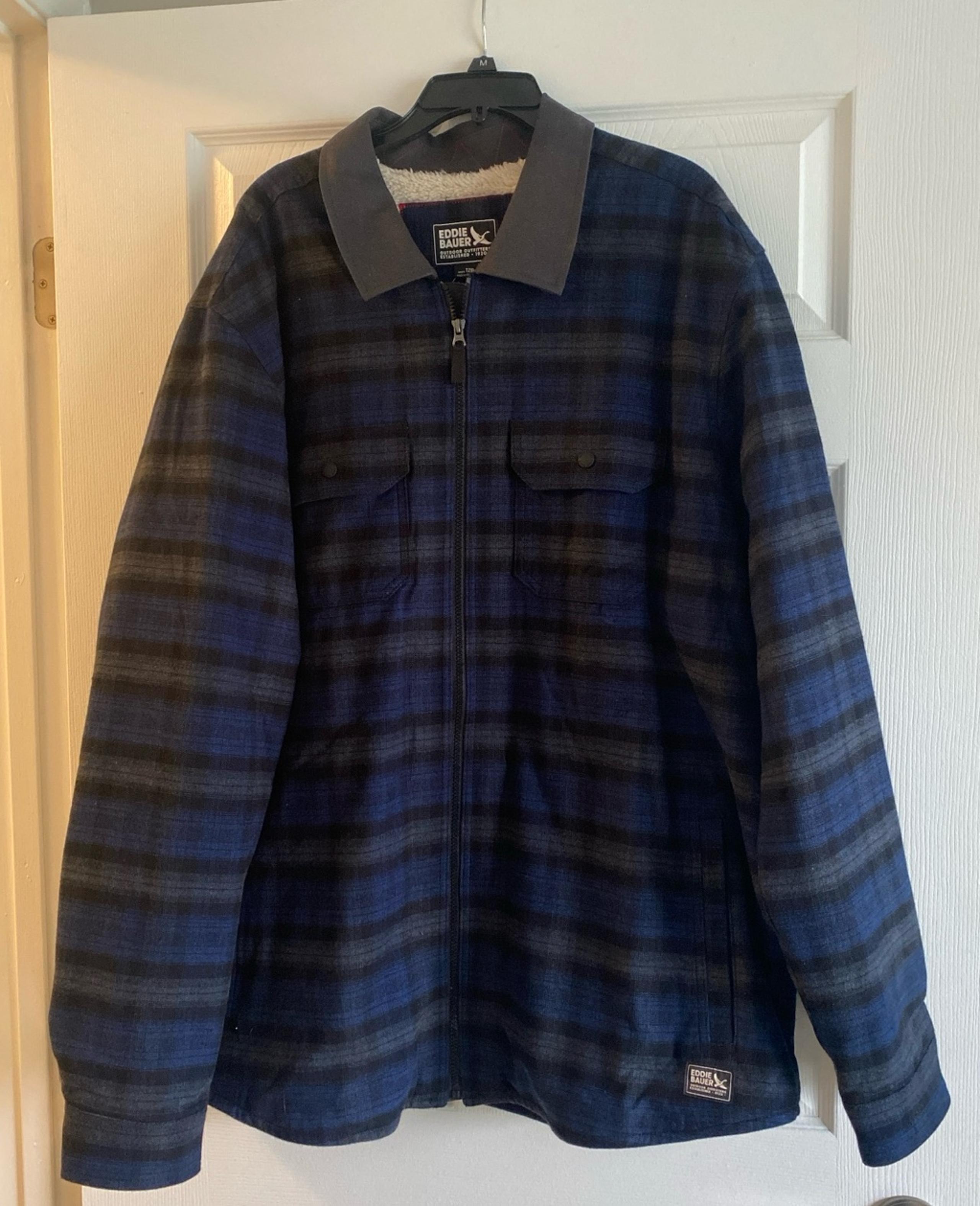 Men's Eddie Bauer Faux Shearling-Lined Flannel Shirt Jacket