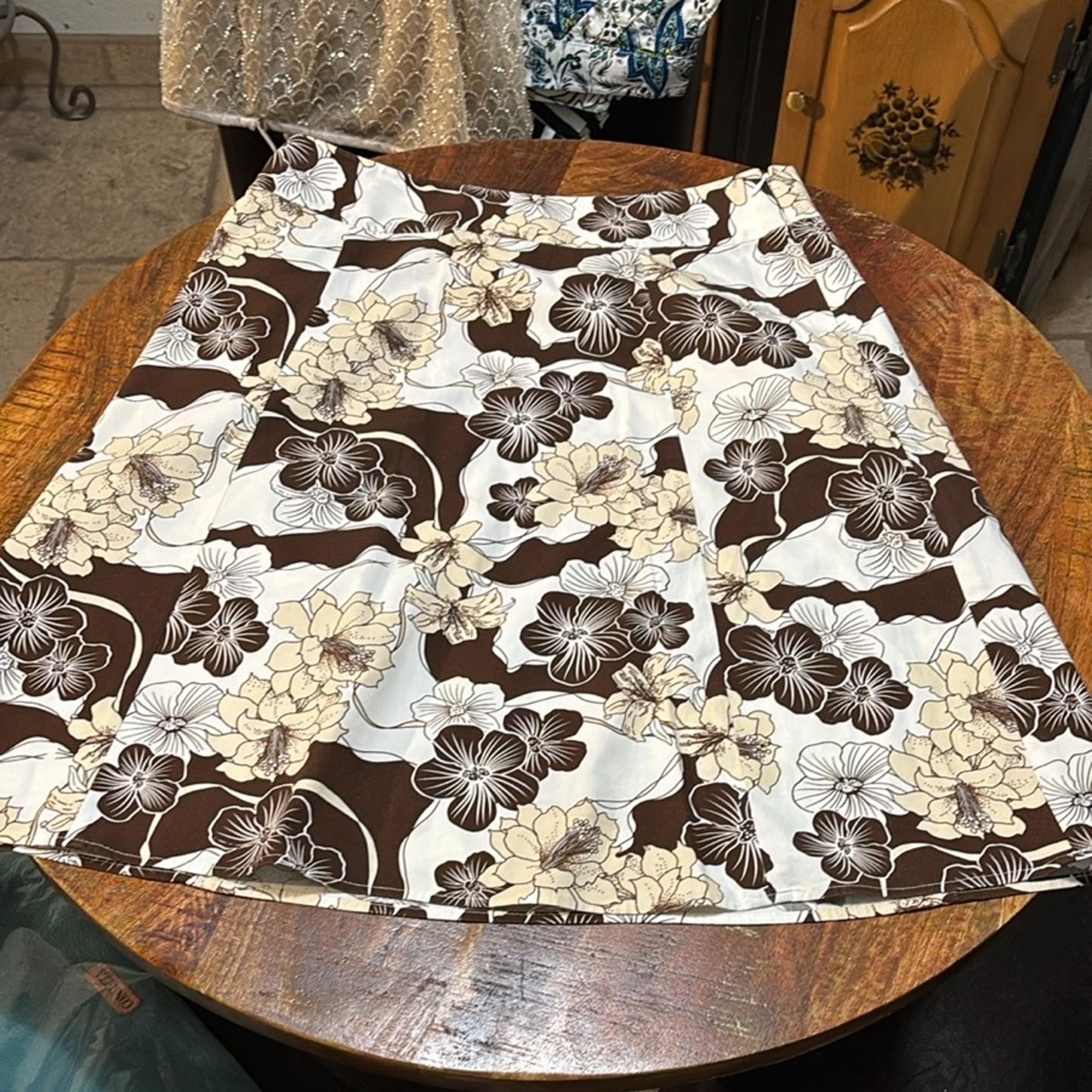 Style & Co. Brown and Cream Floral A-line Skirt