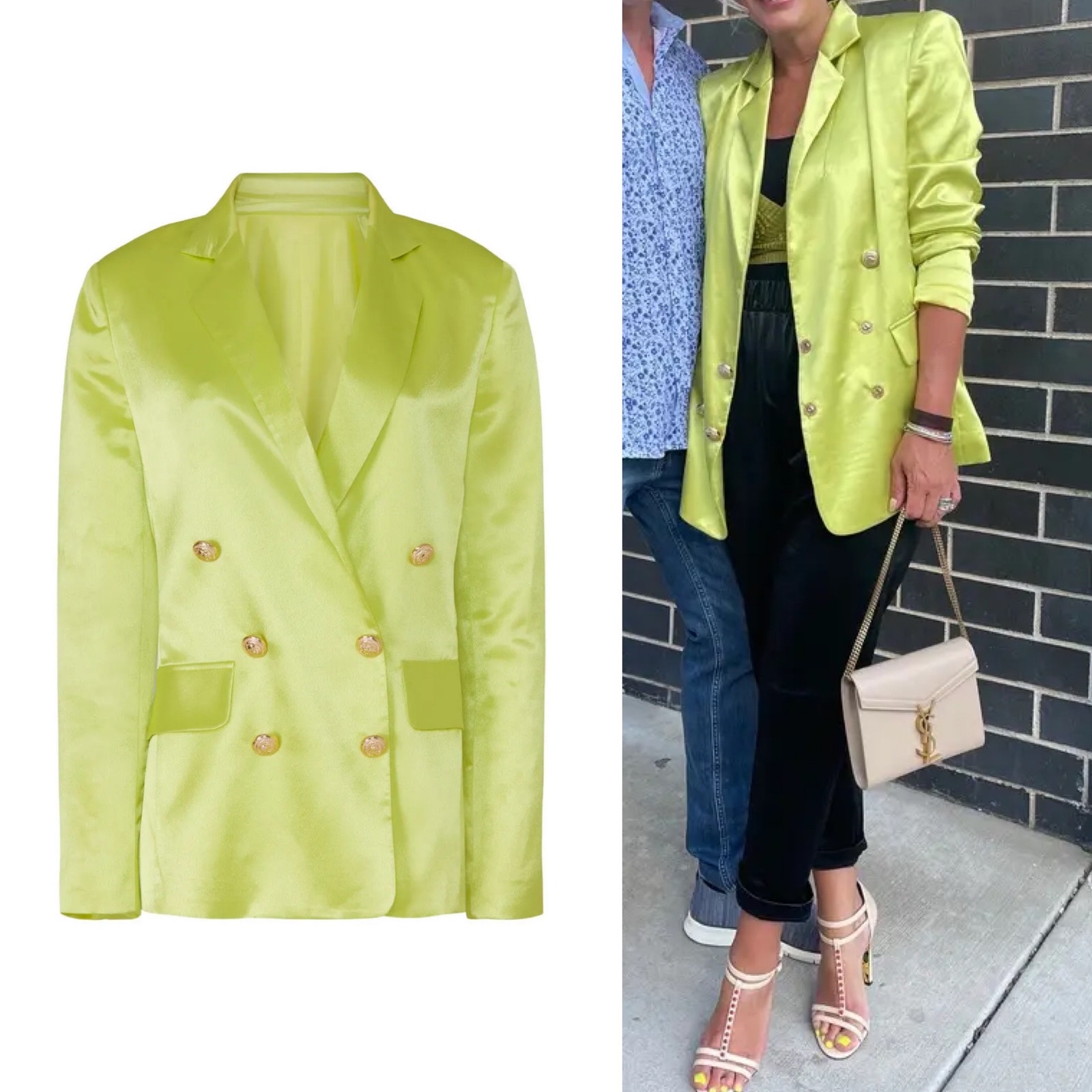 Bronx and Banco Capri Gold Button Double Breasted Lime Green Blazer Large/UK 12