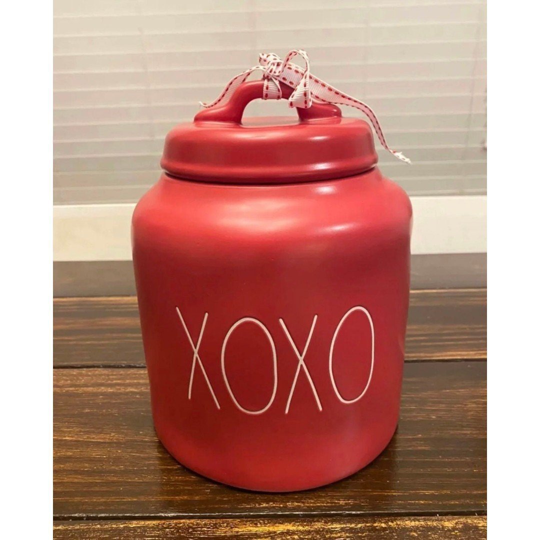Rae Dunn Red XOXO Canister Matte Chubby Valentine's