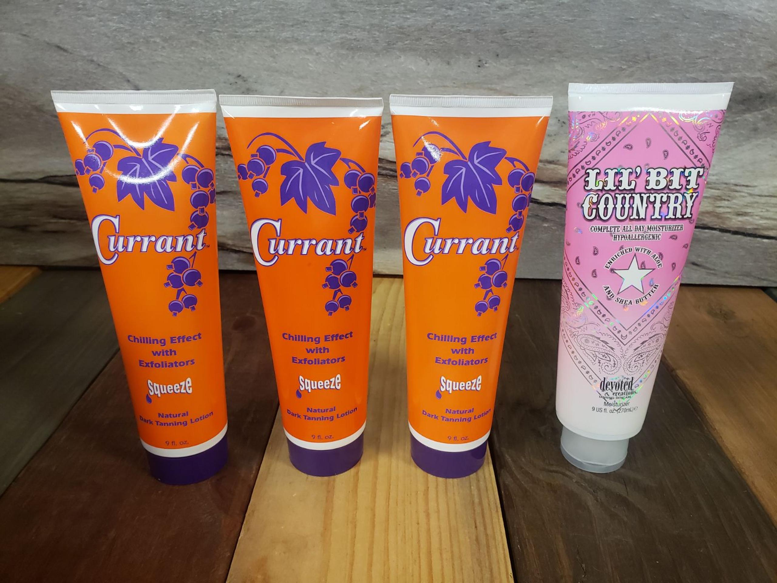 Squeeze Currant Chilling Tanning Lotion BONUS Lil Bit Country Moisturizer