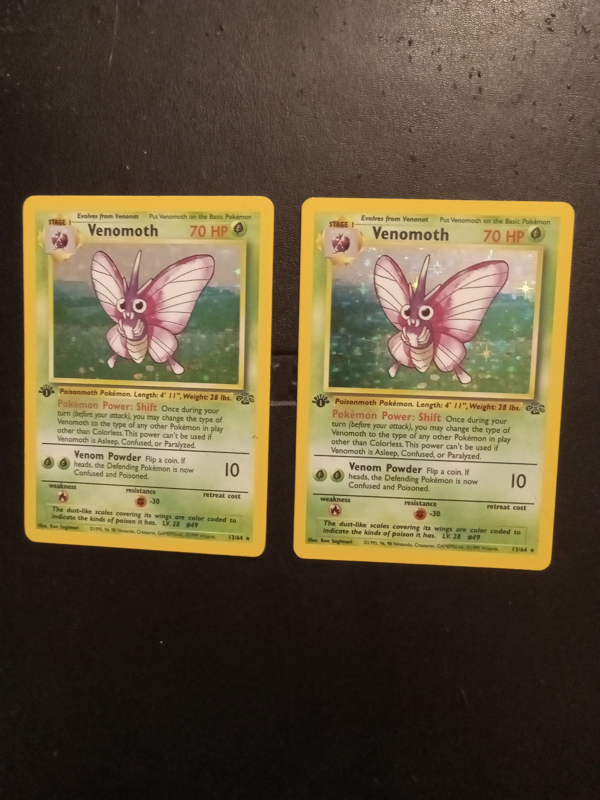 2x venomoth 1st edition holo jungle set lot LP