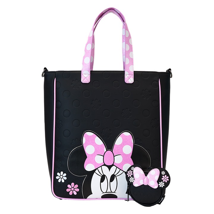 NEW! Minnie Mouse Floral Rock The Dots Tote Crossbody Bag With Coin Bag