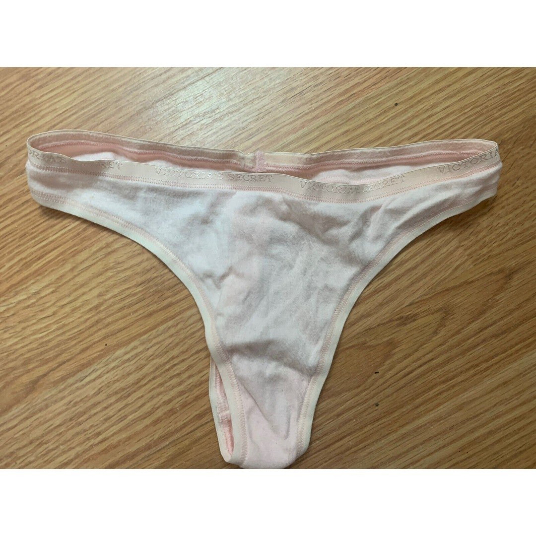 Victoria's Secret Vintage Panties Thong Cotton Logo Elastic Waist Medium