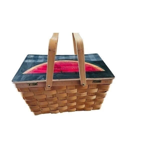 Warren Kimble Designed Basket fly on Watermelon 18”x11”x10”Vintage