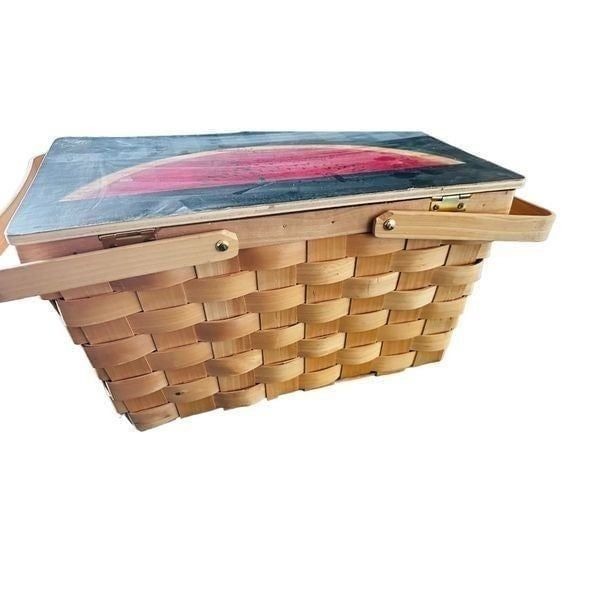 Warren Kimble Designed Basket fly on Watermelon 18”x11”x10”Vintage - detail