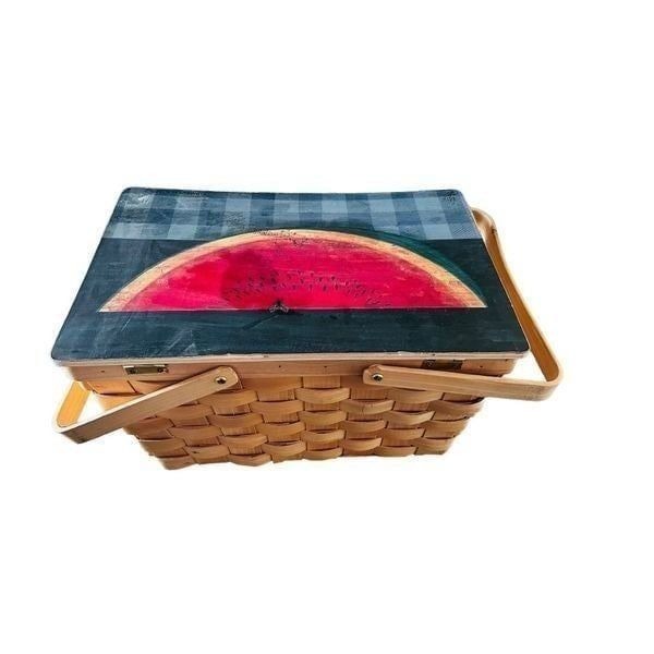 Warren Kimble Designed Basket fly on Watermelon 18”x11”x10”Vintage - detail