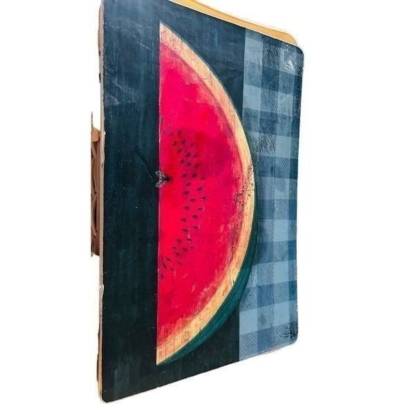 Warren Kimble Designed Basket fly on Watermelon 18”x11”x10”Vintage - detail