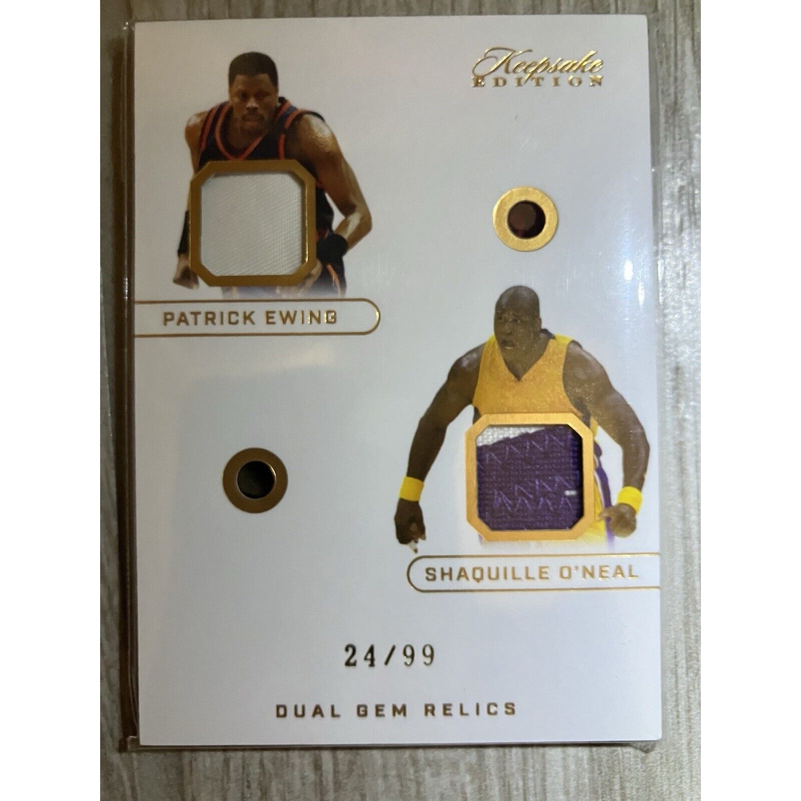 Patrick Ewing Shaquille O’Neal Dual Gem Jersey Card