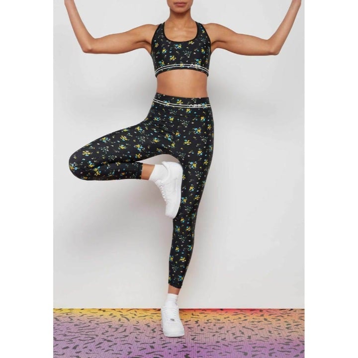 Adam Selman Sport Carbon38 Core Black Wildflower Hi Rise Leggings NWT